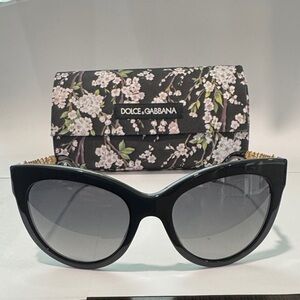 Dolce & Gabbana Black Sunglasses with Gold Detailing and case